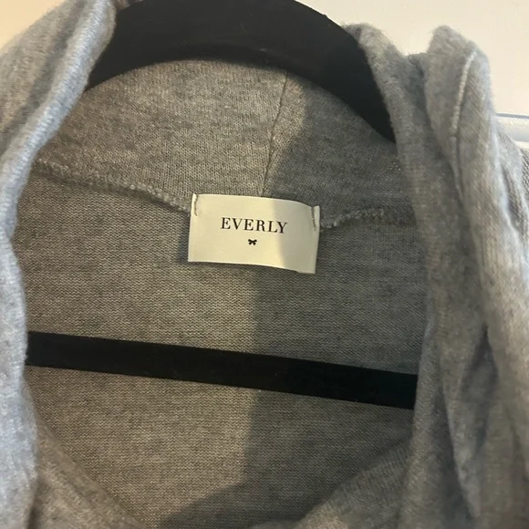 EVERLY | gray cowl neck lightweight short sweater dress - Picture 3 of 4